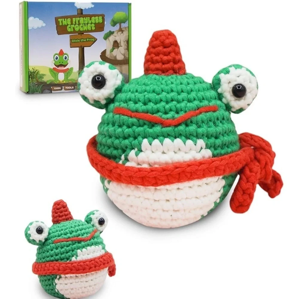 Learn to crochet frog kit, DIY crochet kit all you need NEW